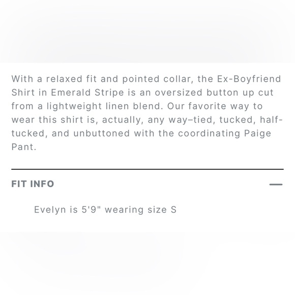 NWT Favorite Daughter size small THE EX-BOYFRIEND SHIRT green ivory button down - Picture 5 of 14